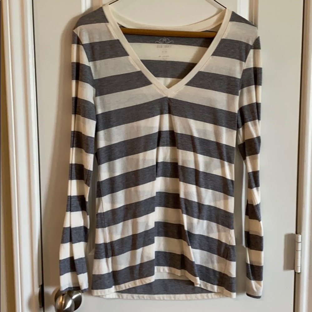 Gray and white striped T-shirt